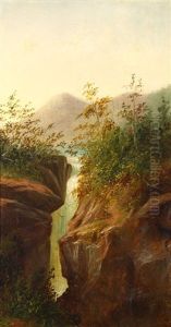 Mountain Lake And Waterfall by Grafton Tyler Brown