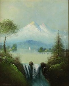 Mountain Lake Scene With Sailboats by Grafton Tyler Brown