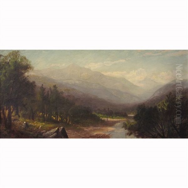 River Landscape With Mountains - view 1