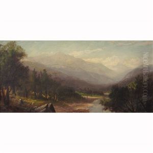 River Landscape With Mountains by Harrison Bird Brown