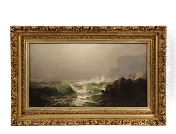 Coastal Scene With Whitecaps And Misty Cliffs - view 1