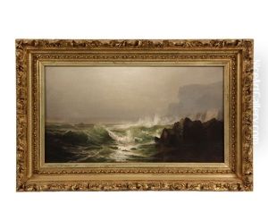 Coastal Scene With Whitecaps And Misty Cliffs