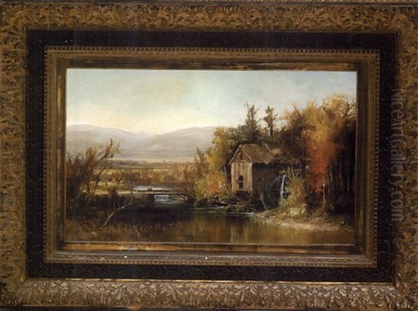 Mill (?) On The Saco River In An Extensive White Mountain Landscape - view 1