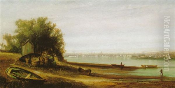 View Of Fort Gorges And The Harbor, Portland by Harrison Bird Brown