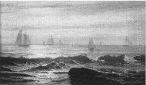 Sailing Vessels Off A Rocky Shore