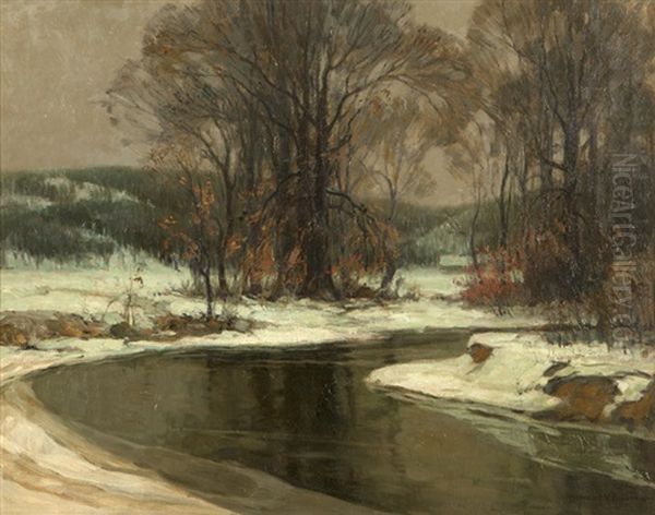 River In A Winter Landscape - view 1
