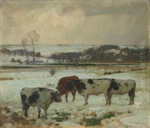 Cattle In Snow by Sir John Alfred Arnesby Brown