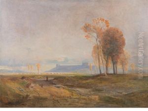 Italian Landscape With Bridge And Fortified Town by Sir John Alfred Arnesby Brown