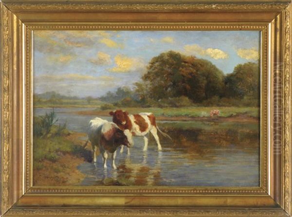 Pastoral Landscape With Stream And Guernseys - view 1