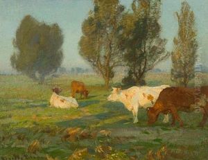Cattle Grazing In Water Meadows by Sir John Alfred Arnesby Brown