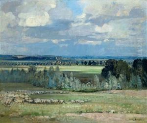Near Acle, Norfolk by Sir John Alfred Arnesby Brown