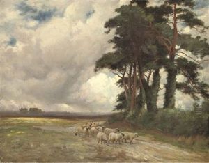 Sheep And Pine Trees by Sir John Alfred Arnesby Brown