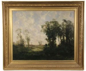 Dark Woods With Distant Farm