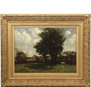 Pastoral Landscape With Sheep Grazing In Shade Of Tree