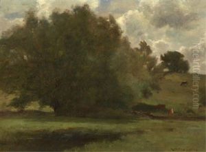 Hilly Landscape With Cows Scattered Amid The Pasture by John Appleton Brown