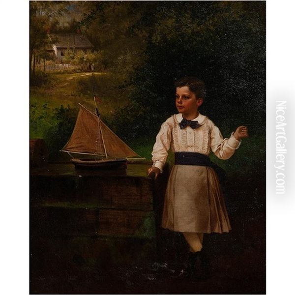Boy With Toy Ship - view 1