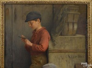 Two Boys With A Firecracker And A Cap Gun by John George Brown