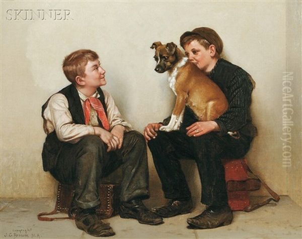 Two Shoeshine Boys With A Dog - view 1