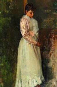 Girl Looking Down (sketch) by John George Brown