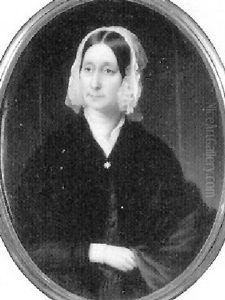Catherine Bohlen Of Philadelphia, Holding A Wine Coloured Stole, Wearing Black Cape Over Blue Dress