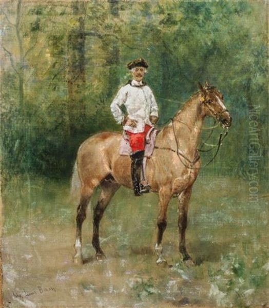 Uniformed Man On Horseback - view 1