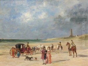 Bord De Mer Anime De Personnages Et Dun Carrosse Bord De Mer Anime De Personnages Et Dun Carrosse