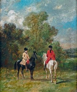Deux Cavaliers En Habit Louis Xv by John Lewis Brown