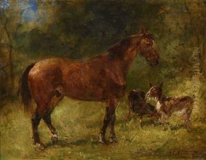 Cheval Et Les Deux Chevres by John Lewis Brown