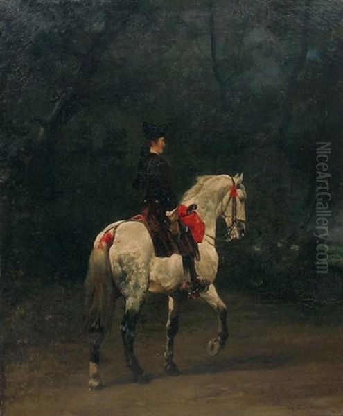 Cavalier Sur Un Cheval Blanc - view 1