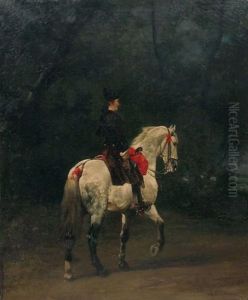 Cavalier Sur Un Cheval Blanc by John Lewis Brown