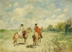 Zwei Reiter In Einer Landschaft by John Lewis Brown