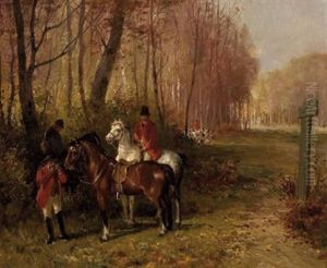Rast Einer Jagdgesellschaft In Waldlichtung by John Lewis Brown
