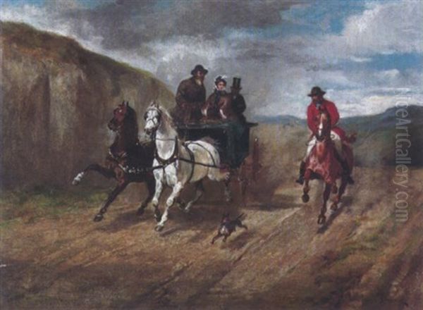 Kutsche Von Einem Reiter Begleitet - view 1