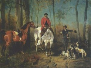 Scene De Chasse A Courre, Le Repos Des Chiens by John Lewis Brown