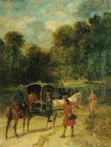 A Sedan Chair In A Park by John Lewis Brown