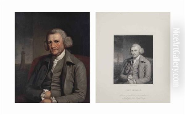 Portrait Of John Smeaton (1724-1792), Three-quarter-length, Seated With The Eddystone Lighthouse, Devon In The Background (2 Works) - view 1