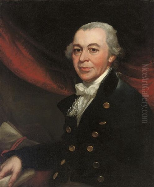 Portrait Of A Gentleman In A Navy Coat And White Cravat - view 1