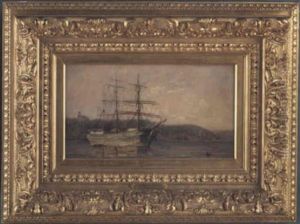 A Ship Anchored Off The Coast Of Providence, Rhode Island