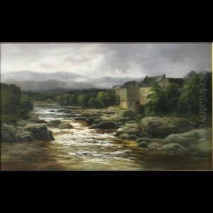 Water Mill Beside A Rocky River by William Beattie Brown