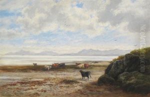 Scottish Coastal Scene With Cows by William Beattie Brown