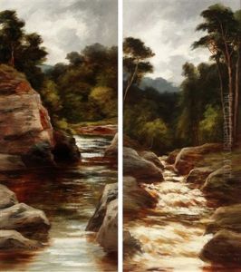 The Falls Of Bruar (+ On The Findhorn; Pair) by William Beattie Brown