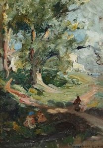 Children Playing On The Mill Road, Cockburnspath by William Marshall Brown