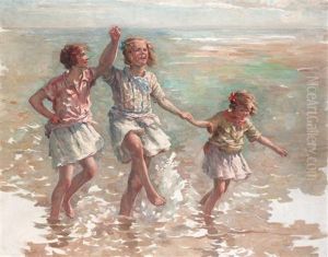 Paddling In The Sea by William Marshall Brown