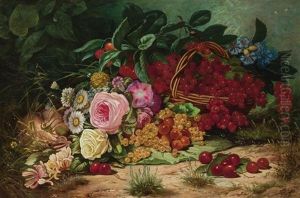 Flowers And Fruits Of Summer," C. 1870's by William Mason Brown