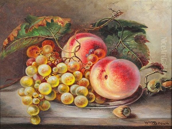 Still Life With Peaches And Grapes by William Mason Brown