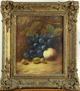 Still Life With Grapes, Figs, And Peach