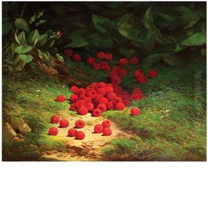 Raspberries On The Forest Interior Floor