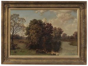 Landscape With Fishermen On A River Bank