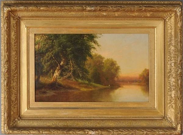 Riverbank At Sunset - view 1