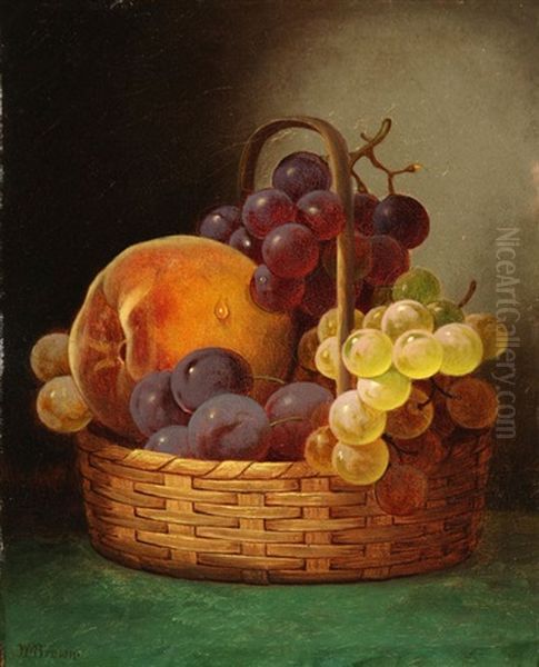 Still Life Of Grapes And A Peach In A Woven Basket - view 1